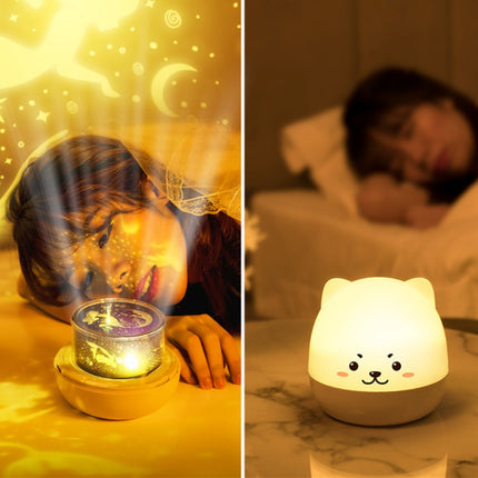 Children Starry Sky Projection Lamp USB Rotating LED Night Light Music Box Chargeable Sleeping Light(Greedy Cat)-garmade.com