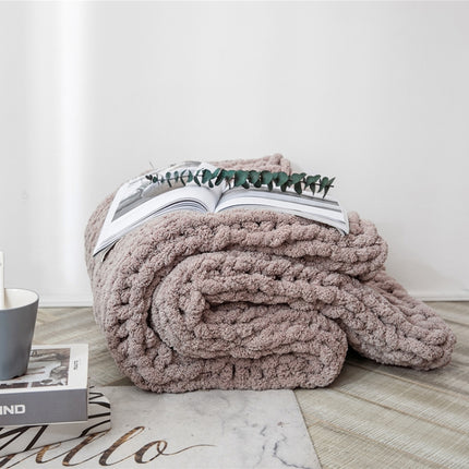 Handmade Thick Wool Knitted Blanket Sofa Chenille Stick Knitted Blanket, Size: 80 x 100 CM(Camel Grey)-garmade.com