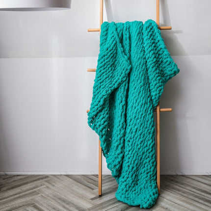 Handmade Thick Wool Knitted Blanket Sofa Chenille Stick Knitted Blanket, Size: 80 x 100 CM(Green)-garmade.com