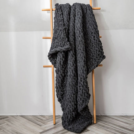 Handmade Thick Wool Knitted Blanket Sofa Chenille Stick Knitted Blanket, Size: 80 x 100 CM(Dark Gray)-garmade.com