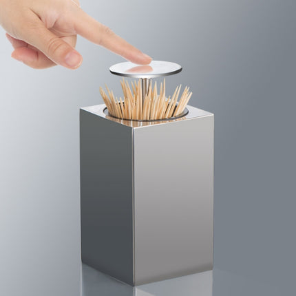 Push-Type Stainless Steel Toothpick Holder Portable Automatic Pop-Up Toothpick Storage Box(Square)-garmade.com