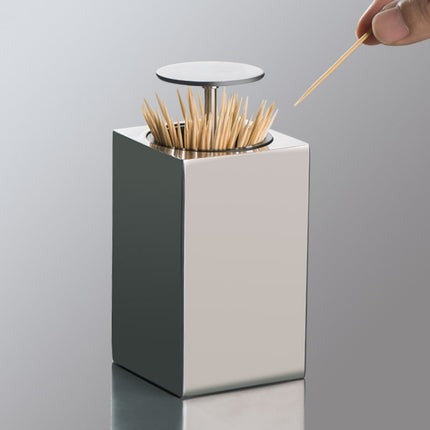 Push-Type Stainless Steel Toothpick Holder Portable Automatic Pop-Up Toothpick Storage Box(Square)-garmade.com