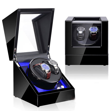 Watch Shaker Automatic Mechanical Watch Rotating Motor Winding Box, US / EU / UK Plug(All Black )-garmade.com