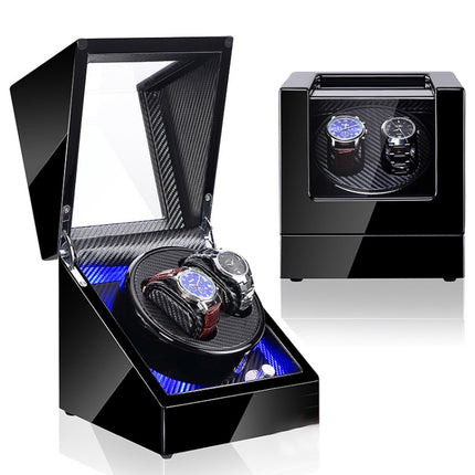 Watch Shaker Automatic Mechanical Watch Rotating Motor Winding Box, US / EU / UK Plug(Black Carbon Fiber Texture)-garmade.com