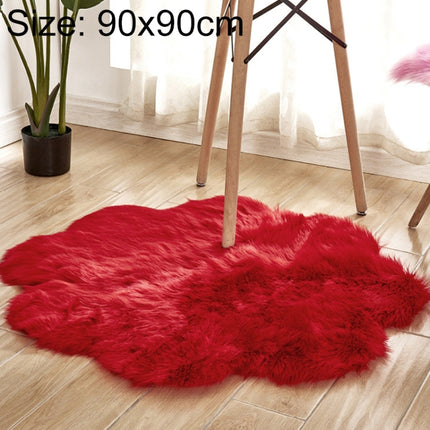 Diameter 90CM Home Furnishing Imitation Wool Carpet Bedroom Living Room Floor Mat Bay Window Cushion Office Chair Cushion Sofa Cushion(Red)-garmade.com
