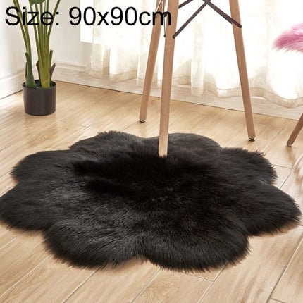 Diameter 90CM Home Furnishing Imitation Wool Carpet Bedroom Living Room Floor Mat Bay Window Cushion Office Chair Cushion Sofa Cushion(Black)-garmade.com