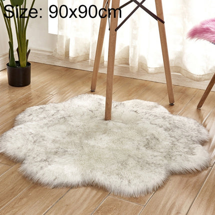 Diameter 90CM Home Furnishing Imitation Wool Carpet Bedroom Living Room Floor Mat Bay Window Cushion Office Chair Cushion Sofa Cushion(White Black Tip)-garmade.com