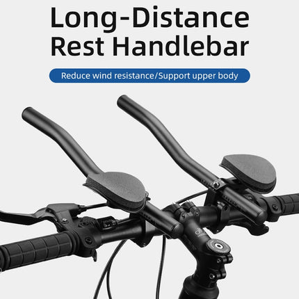 BG-HX-FS-04 Bicycle Aluminum Alloy Frosted Split Rest Bar Mountain Long-Distance Rest Bar Road Bike Bend Bar Riding Equipment(Black)-garmade.com