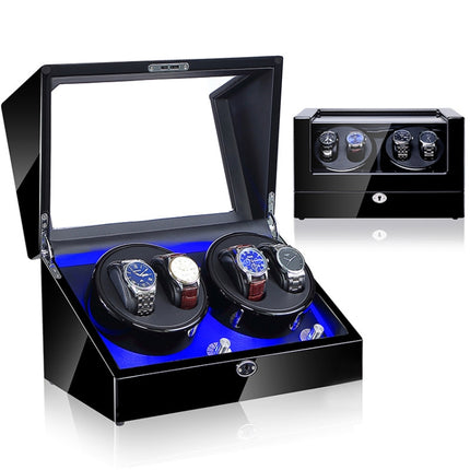 Electric Motor Rotating Watch Box Automatic Mechanical Watch Shaker, US / EU / UK Plug(All Black )-garmade.com