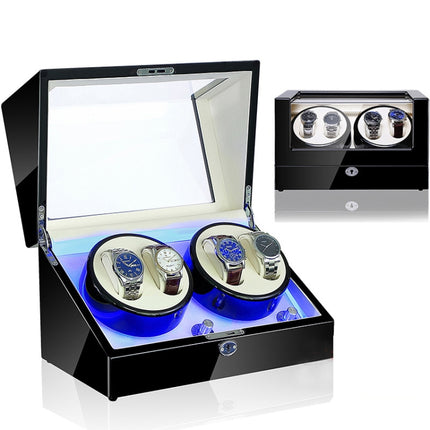 Electric Motor Rotating Watch Box Automatic Mechanical Watch Shaker, US / EU / UK Plug(Black & White)-garmade.com