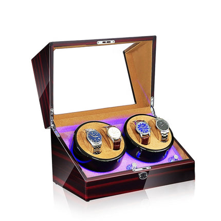 Electric Motor Rotating Watch Box Automatic Mechanical Watch Shaker, US / EU / UK Plug(Ebony + Camel Flannel)-garmade.com