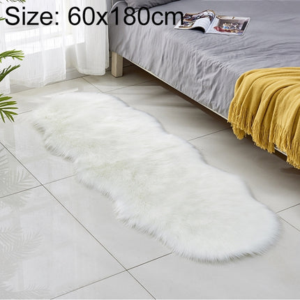 Faux Wool Leather Sofa Carpet Floor Mats Fleece Cushions Bay Window Mats, Size: 60x180cm(White)-garmade.com