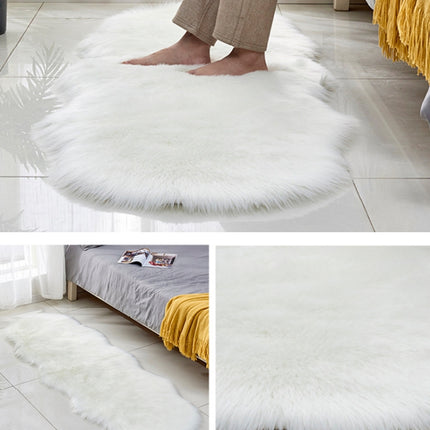 Faux Wool Leather Sofa Carpet Floor Mats Fleece Cushions Bay Window Mats, Size: 60x180cm(White)-garmade.com