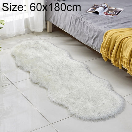 Faux Wool Leather Sofa Carpet Floor Mats Fleece Cushions Bay Window Mats, Size: 60x180cm(White Black Tip)-garmade.com