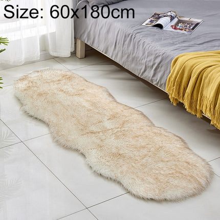 Faux Wool Leather Sofa Carpet Floor Mats Fleece Cushions Bay Window Mats, Size: 60x180cm(White Yellow Tip)-garmade.com