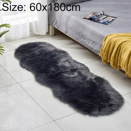 Faux Wool Leather Sofa Carpet Floor Mats Fleece Cushions Bay Window Mats, Size: 60x180cm(Dark Gray)-garmade.com