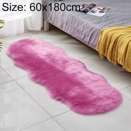 Faux Wool Leather Sofa Carpet Floor Mats Fleece Cushions Bay Window Mats, Size: 60x180cm(Rose Red)-garmade.com