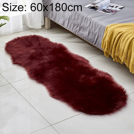 Faux Wool Leather Sofa Carpet Floor Mats Fleece Cushions Bay Window Mats, Size: 60x180cm(Red Wine)-garmade.com