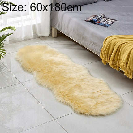 Faux Wool Leather Sofa Carpet Floor Mats Fleece Cushions Bay Window Mats, Size: 60x180cm(Light Yellow)-garmade.com