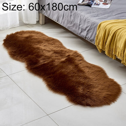 Faux Wool Leather Sofa Carpet Floor Mats Fleece Cushions Bay Window Mats, Size: 60x180cm(Brown)-garmade.com