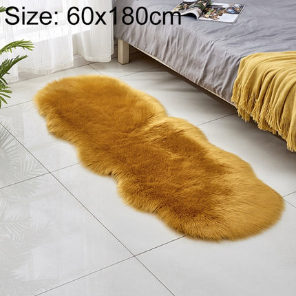 Faux Wool Leather Sofa Carpet Floor Mats Fleece Cushions Bay Window Mats, Size: 60x180cm(Yellow Camel)-garmade.com