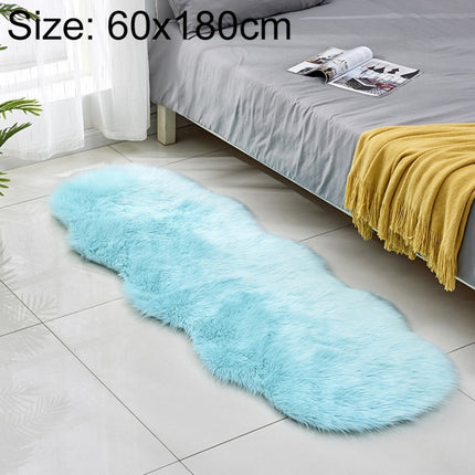 Faux Wool Leather Sofa Carpet Floor Mats Fleece Cushions Bay Window Mats, Size: 60x180cm(Light Blue)-garmade.com