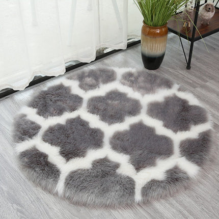 Imitation Fur Household Living Room Plush Carpet Yoga Floor Mat Decoration, Size: 60cm(Gray Lantern With White Border)-garmade.com