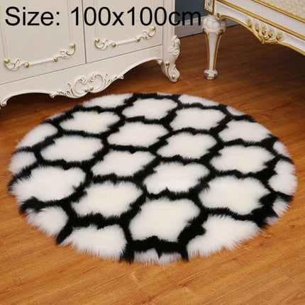 Imitation Fur Household Living Room Plush Carpet Yoga Floor Mat Decoration, Size: 100cm(White Lantern With Black Border)-garmade.com