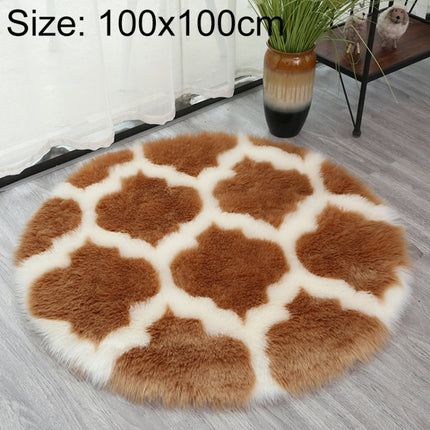 Imitation Fur Household Living Room Plush Carpet Yoga Floor Mat Decoration, Size: 100cm(Camel Lantern With White Border)-garmade.com