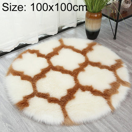 Imitation Fur Household Living Room Plush Carpet Yoga Floor Mat Decoration, Size: 100cm(White Lantern Camel Border)-garmade.com