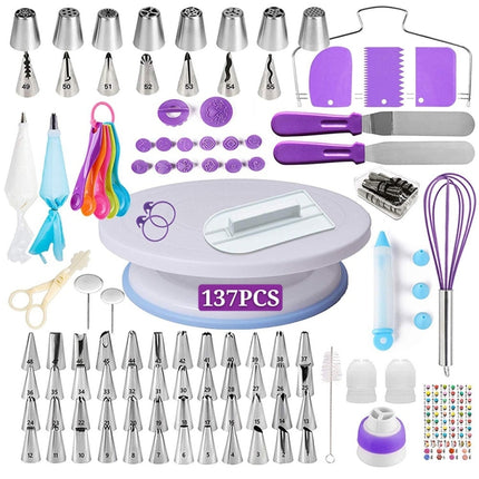 137 in 1 Cake Turntable Set Decorating Mouth Decorating Bag Baking Tool-garmade.com