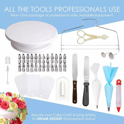 205 in 1 Cake Decorating Turntable Set Cake Decorating Mouth Baking Utensils-garmade.com