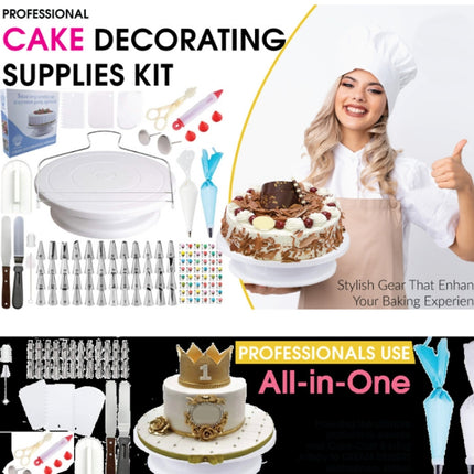 205 in 1 Cake Decorating Turntable Set Cake Decorating Mouth Baking Utensils-garmade.com