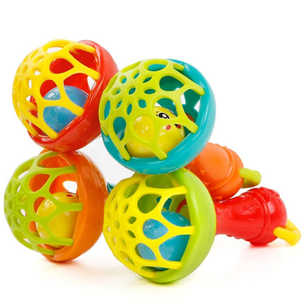 Baby Rattles Toy Intelligence Grasping Gums Plastic Hand Bell Rattle Funny Educational Toy，Color Random Delivery-garmade.com