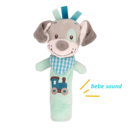 Cartoon Animal Hand Bell Rattle Interactive Toy Child Comfort Hand Grabbing Soft Plush Baby Toy(Dog)-garmade.com