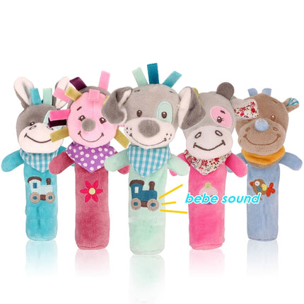 Cartoon Animal Hand Bell Rattle Interactive Toy Child Comfort Hand Grabbing Soft Plush Baby Toy(Dog)-garmade.com