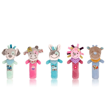 Cartoon Animal Hand Bell Rattle Interactive Toy Child Comfort Hand Grabbing Soft Plush Baby Toy(Dog)-garmade.com