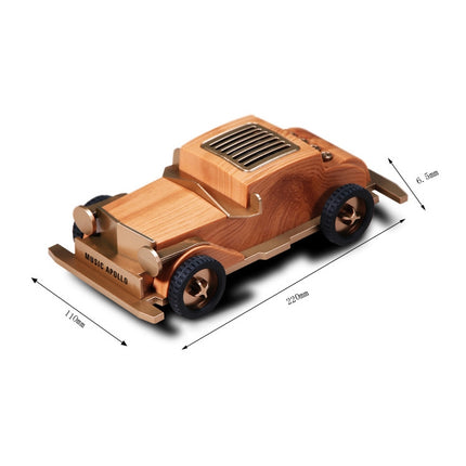 AS60 Retro Car Shape Wooden Subwoofer Mini Wireless Bluetooth Speaker(Dark Wood)-garmade.com