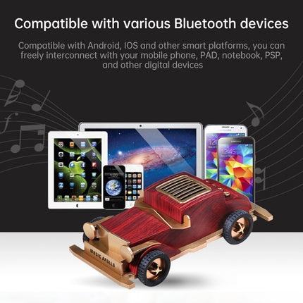 AS60 Retro Car Shape Wooden Subwoofer Mini Wireless Bluetooth Speaker(Dark Wood)-garmade.com
