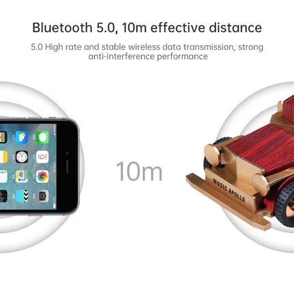 AS60 Retro Car Shape Wooden Subwoofer Mini Wireless Bluetooth Speaker(Light Wood)-garmade.com