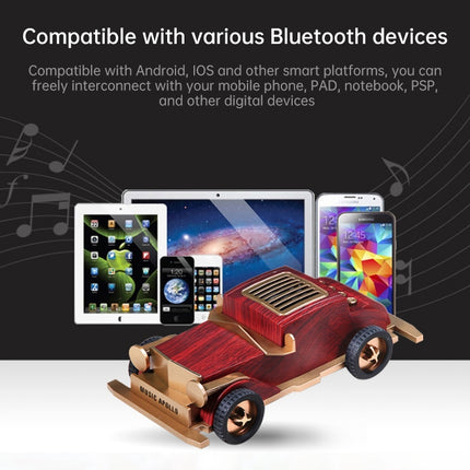 AS60 Retro Car Shape Wooden Subwoofer Mini Wireless Bluetooth Speaker(Light Wood)-garmade.com