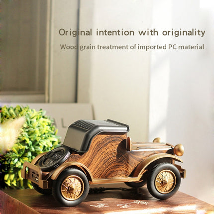 A9 Retro Wood Grain Classic Car Shape Wireless Bluetooth Speaker Subwoofer Radio Portable Mobile Phone Stand Mini Speaker(Rose Pear)-garmade.com