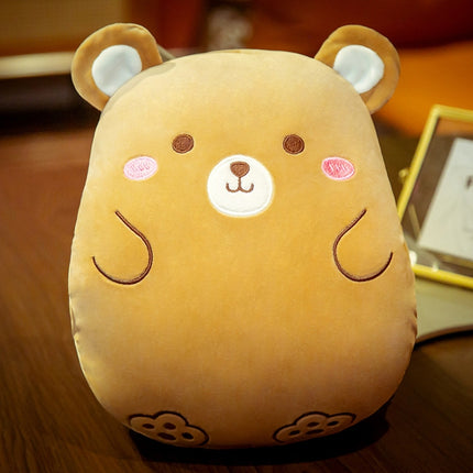Cartoon Pillow Warm Hand Covering Animal Fruit Doll Girlfriend Gift, Height: 30cm(Brown Bear)-garmade.com