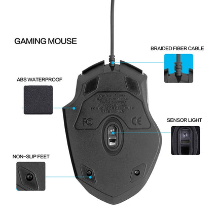 Inphic PW1 Game Mute Macro Definition Illuminated Wired Mouse, Cable Length: 1.5m(Titanium Grey Game Version)-garmade.com
