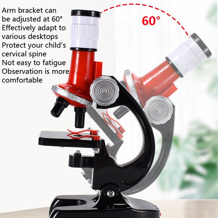 HD 1200 Times Microscope Toys Primary School Biological Science Experiment Equipment Children Educational Toys(Red)-garmade.com