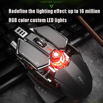 Inphic PG6 9 Keys Macro Definition Gaming USB Luminous Wired Mouse, Cable Length: 1.8 M(Colorful)-garmade.com