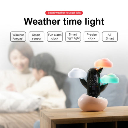 Cloud Weather Time Light Multifunctional Smart Induction Child Wake Up Alarm Clock(White)-garmade.com