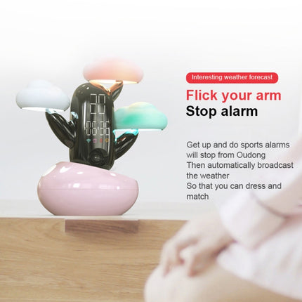 Cloud Weather Time Light Multifunctional Smart Induction Child Wake Up Alarm Clock(White)-garmade.com