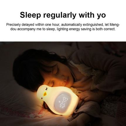 Creative Multifunctional Penguin Silicone Cute Beans Wake Children Sleeping LED Electronic Alarm Clock(Yellow Light)-garmade.com