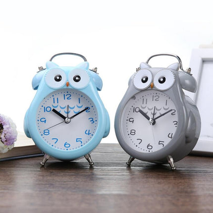 2 PCS Children Creative Cartoon Owl Super Ring Metal Bell Student Alarm Clock(Blue)-garmade.com